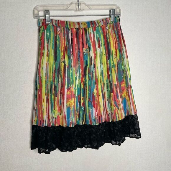 PRABAL GURUNG Pleated Skirt NOLITA PRINT Target sz 2 Multi Color Lace Trim - Picture 5 of 8